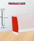 Peel And Stick Vinyl Baseboard Molding Trim For Walls, Self Adhesive Wall Base Cove Trim, 4 Inch Wide, product size diagram