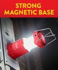 Three Pack LED Camping Lanterns Collapsible Lights For Tents And Outdoors mounted on metal with magnetic base