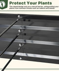 Galvanized Raised Garden Bed With Trellis, 6 By 3 By 1 Ft, Two Pack Outdoor Garden Beds For Vegetables, Herbs And Flowers, Upgraded 4 By 3 Support, Black, Holds About 18 Cu Ft Of Soil 135 Gallons, close-up side view, showcasing black steel panels and support structure.