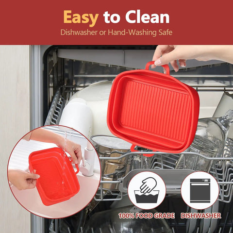Collapsible 2 Pack Silicone Liners For 8Qt And 10Qt Ninja Foodi Dual Air Fryer in dishwasher