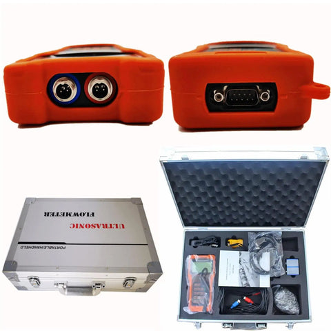 Handheld Ultrasonic Flow Meter Portable Clamp On Flowmeter With Data Output TS 2 TM 1 TL 1 Sensors in carrying case