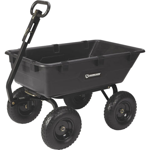 Professional Grade Heavy Duty Poly Garden Wagon 1200 Lb Capacity Quick Release Dump Bed Smooth Pivot Steering Versatile Yard Utility Cart For Lawns And Outdoor Work