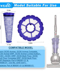 Dyson DC50 Vacuum Filter Replacement Set With One HEPA Post Filter And Two Washable Pre Filters dimensions shown