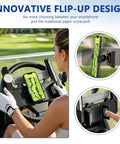 Flip Up Golf Cart Steering Wheel Phone Mount With 360 Adjustable Smartphone Holder And Clever Scorecard Slot for easy access on the course.