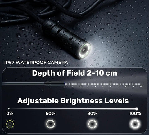 Endoscope Camera With Light And 4.3 Inch IPS Screen Semi-Rigid Borescope 16.4 Ft IP67 Waterproof Inspection Tool With 1080p And 8 LEDs