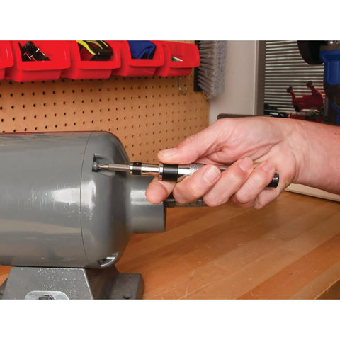 Person using One Quarter Inch Impact Driver And Extractor Kit With Bits For Stubborn Screws And Rusted Bolts Universal Receiver