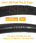 Set Of 2 24x1 3/8 Wheelchair Tires And Tubes For 21 Inch Rims Puncture Resistant Folding Street Bike Tire Sets 37-540 For Road