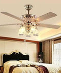 52 Inch Modern Ceiling Fan With Reversible Blades Remote Control Frosted Light Kit And Dead Quiet Motor In A Sparkling Golden Finish For Living Room Or Bedroom Chandelier Look