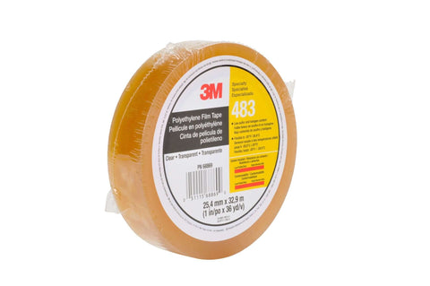Polyethylene transparent tape single roll 1 in x 36 yd 5.0 mil conformable backing with rubber adhesive
