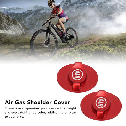 Two Pack Red Front Fork Covers for Mountain and Road Bikes, Electroplated Aluminum Shock Absorption Caps shown in detail