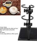 Top Shelf Pour Over Coffee Dripper Stand Set With Double Tier Brew Station Plus Adjustable Hand Drip Maker showing black aluminum frame design.
