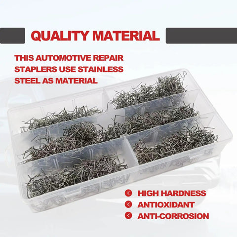 Plastic Welder Staples Kit With 6 Types Hot And Wave Staples for Car Bumper Repair in clear container
