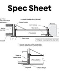 Spec sheet diagram for Heavy Duty Fire Rated Access Door Panel showing installation details and insulation use options.