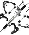 RWD Front 9 Piece Rack and Pinion Kit for 1999-2006 Chevy Silverado 1500 and GMC Sierra 1500 shown with control arms and tie rods