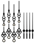 Eight Piece Black Clock Hands Set For 140mm Clock Faces Antique Style With Thick Mounting Hole Mini Mantel Quartz Parts DIY Repair Kit