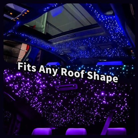 Starlight Headliner Kit For Car And Home Room Dope Fiber Optic Setup with 800 Strands installed in a car roof