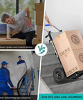Electric Stair Climbing Dolly And Foldable Hand Truck With 1200W Motor Touch Control Panel for easy lifting of heavy boxes up stairs.
