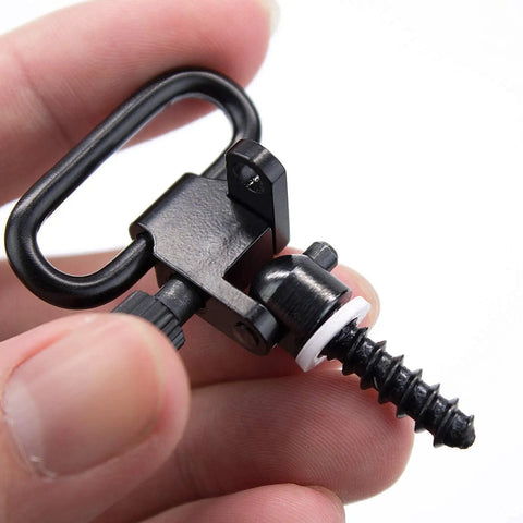 12 Gauge Sling Mount Kit for 870 Express Shotguns with Cap Swivel Adapter in hand, showcasing durable all-steel three-lock design.