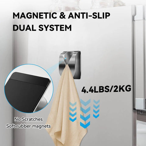 Magnetic Towel Hook Holder Set For Refrigerator And Kitchen Super Strong Magnets Keep Towels Secure Stainless Steel Dish Rag Hanger