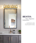 Crystal Vanity Light Four Light Gold Bathroom Fixture With G9 Bulb Compatibility above modern mirror in bathroom