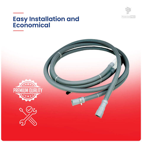 Replacement Hose Drain Assembly For LG Washer AEM69493808 PS11760658 coiled on display with premium quality badge.