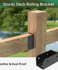 Heavy Duty Stainless Steel Deck Railing Brackets Connectors 4 Pack For 2x4 Stair Fence Handrail installed on wooden post