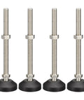 Four Piece Nylon Furniture Levelers Adjustable Swivel Table Feet M12 Thread Universal Machine Stabilizers with steel shafts