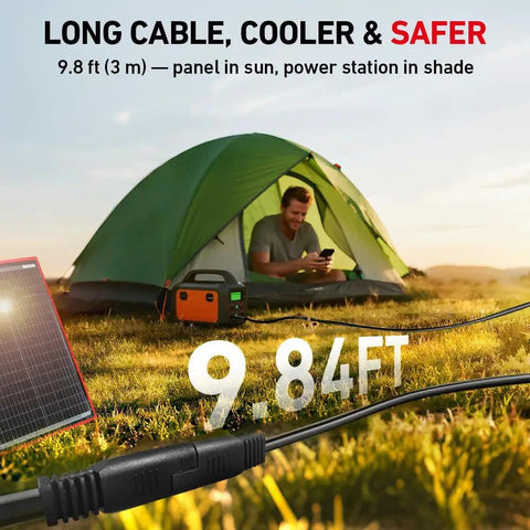 100W Portable Foldable Solar Panel Kit With Standalone Controller And USB For 12V Batteries by tent and grass