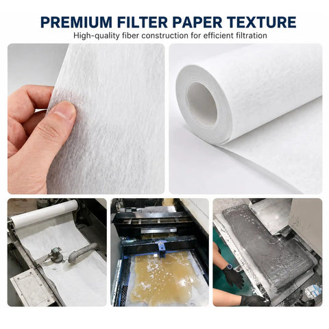 Industrial Coolant Filter Paper Roll 50cm by 100m 25 30 Micron Mixed Fiber Heavy Duty Filtration
