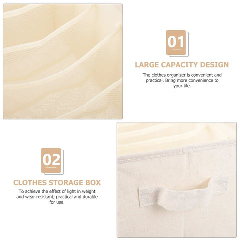 Beige Linen Cotton Seven Grid Folding Clothes Organizer Box Durable Closet Storage Bin For Tidy Wardrobe Vibes with large capacity design.