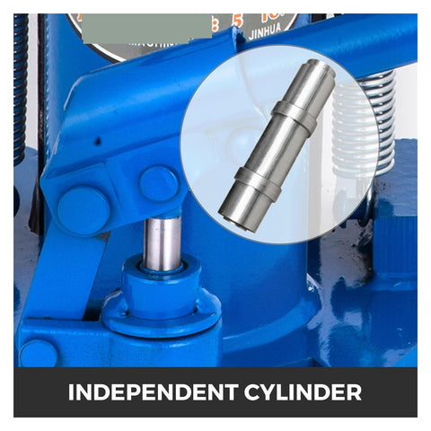 Close-up of the independent cylinder from the Heavy Duty Hydraulic Toe Lift Jack Air Powered Ram Heat Treated Steel Cylinder 20 Ton Load Capacity.