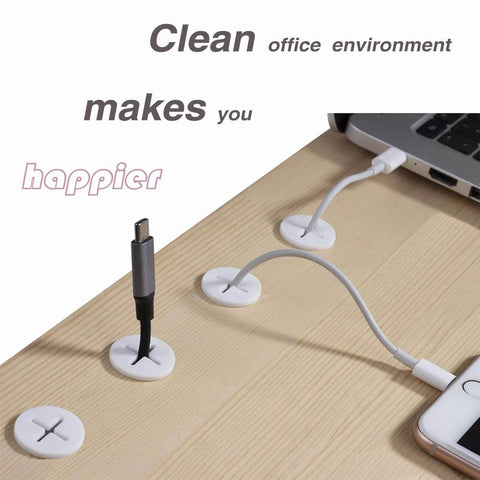 Eight Pack Three Quarter Inch Cable Cord Grommets for desk with white silicone rubber for cable management
