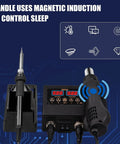 Dual Function Soldering Station With Hot Air Rework Kit 2 In 1 Digital Display Iron For Electronics Repair Portable SMD Rework Station 8898 Style Celsius And Fahrenheit Readout Auto Sleep And Easy Setup with magnetic induction handle shown.