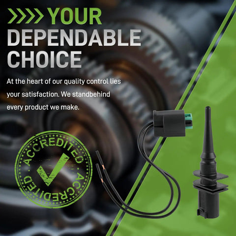 Outside Ambient Air Temperature Sensor With 2 Pin Connector Pigtail For BMW displayed on a green background