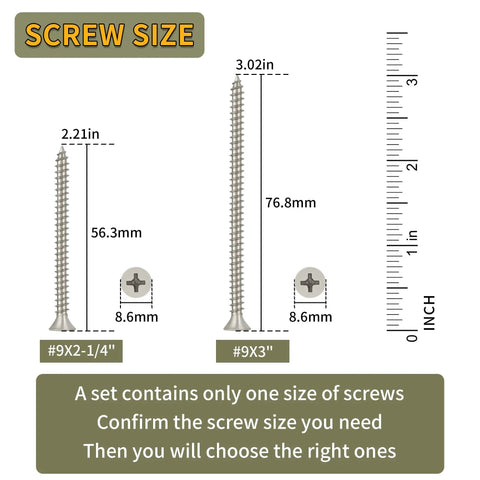 Weekend Warrior Size 9 X 3 Inch Flat Phillips Deck Screws With Satin Nickel Coating 300 Piece Coarse Thread Self Tapping Set Includes Magnetic Bit For Backyard Makeovers That Hit Different screw size chart.
