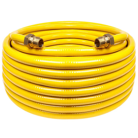 Front view of 33-Foot Half Inch Flexible CSST Gas Line Kit For Natural Gas And Propane Grills With Corrugated Stainless Steel Tubing