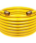 100 Ft Flexible Three Quarters Inch CSST Gas Line Kit With Corrugated Stainless Steel Tubing For Natural Gas And Propane Grills Conversion Kit With Two Male Adapters Heavy Duty Grill Hose For Easy Install And Reliable Flow coiled yellow hose with metal adapters