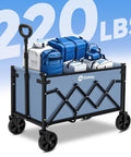 Heavy Duty Foldable Wagon Cart 220 Lb Capacity For Groceries Shopping And Garden loaded with gear
