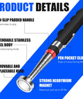 Extendable Telescoping Magnetic Pick Up Tool With 31 Inch Reach And Extra Strong Magnet For Quick Grabs In Tight Spaces, 40 Lb Pull