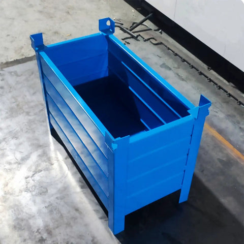 Heavy Duty Steel Storage Bin And Warehouse Turnover Box Built Tough As Nails For Shop Parts Organization Cold Rolled Metal Container With Hella Durable Powder Coating Heavy Load Industrial Workhorse 700X800X500Mm, blue metal crate