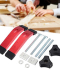 Heavy Duty 2 Pack Red Aluminum T Track Clamps For CNC Milling And Woodworking Quick Acting Hold Down Fixtures with bolts and hardware.