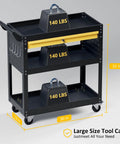 Workhorse Heavy Duty Rolling Tool Cart With Three Tiers And Drawer Plus Pegboard 440 Lb Capacity Steel Utility Cart On Wheels