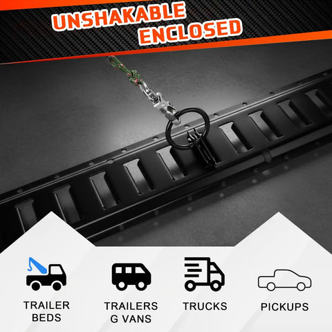 4 Piece Rig Ready Truck Bed Tie Down Anchors With E Port Bracket Plates And E Track O Rings Compatible With 2015 To 2024 Ford F150 F250 F350 close-up view with attachment
