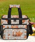 Insulated Picnic Backpack Lunch Bag For Women And Men Roomy 12 By 8.7 By 10 Inch Tote with fox design on grassy picnic setting