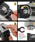 Hiinny 6-piece titanium oscillating tool blade set; front view with blade holder.
Hiinny 6-piece titanium oscillating tool blade set; side view with blades and adapter.
Hiinny 6-piece titanium oscillating tool blade set; close-up of blades and locking ring.
Hiinny 6-piece titanium oscillating tool blade set; installed on multitool with adapter.