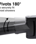 Badass Double Curved Shower Rod With Hella Elbow Room, Heavy Duty Aluminum And Zinc Mounting Hardware, Adjustable 44 To 70 Inches, Sleek Black Finish, Pivoting bracket detail for secure fit in showers