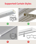 Curtain rail styles compatible with Curtain Smart Electric Motor For U Rail Tracks With Wireless App And Timer Control Works With Alexa Google Home And HomePod Via Hub Mini IFTTT Ready White Finish Hands Free Open And Close At Your Fingertips.
