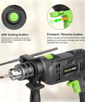 Beast Corded Hammer Drill With 4.5 Amp Motor 0 To 3000 RPM 1/2 Inch Keyed Metal Chuck with locking and reverse buttons
