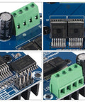 Four views of 5 Pack 43A DC Motor Driver Module H Bridge With PWM Current Limit for Smart Car Projects, showing BTS7960 components.