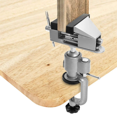 3 Inch Do It All Tabletop Clamp Vise With 360 Degree Rotation And 45 Degree Tilt Portable Bench Vise clamping wood on table